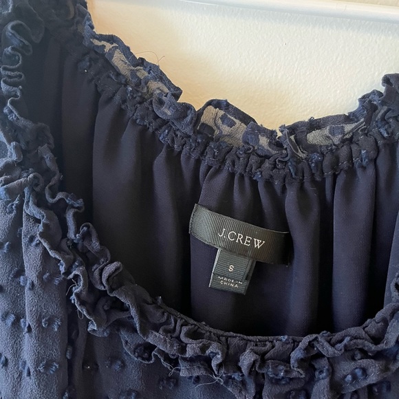 J. Crew Penny Dot Clip Ruffle Blouse in Navy Blue - Picture 5 of 6
